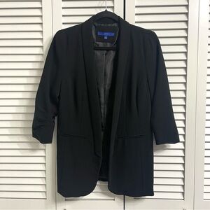 Apt.9 Black Blazer Jacket Open Front Ruched 3/4 Sleeve Office Career Women’s S
